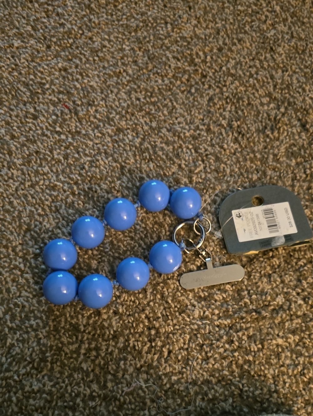 NWT Free People Blue Beaded Key Wristlet